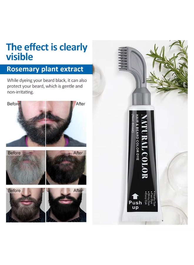 MOKERU Black Beard Dye Cream With Comb ,Natural Black Beard Dye Shampoo ,Pure Plant-Based Instant Hair Dye Black Beard Shampoo for Men 80ML - Image 4